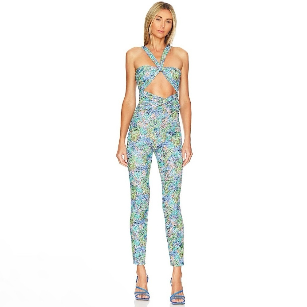 NWT NBD Elea Jumpsuit Twisted Cutout Bra Top Mixed Floral Small